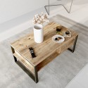 Tavolino basso da caffè 100x60cm legno metallo stile industriale Maupin Sconti