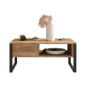 Tavolino basso da caffè 100x60cm legno metallo stile industriale Maupin Vendita