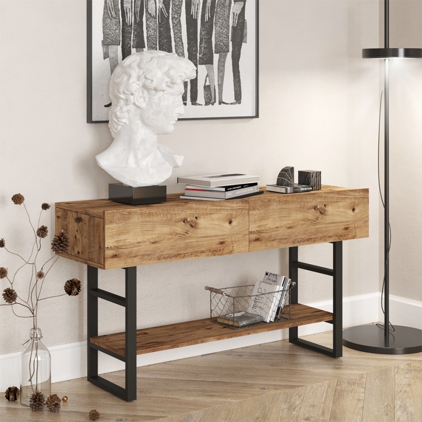 Consolle ingresso in legno metallo stile industriale 2 cassetti Etage Promozione Consolle ingresso in legno metallo stile industriale 2 cassetti Etage Promozione
