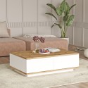 Tavolino bianco basso da salotto con 2 ante in legno 90x60cm Tynne Offerta