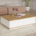 Tavolino bianco basso da salotto con 2 ante in legno 90x60cm Tynne Saldi