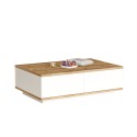 Tavolino bianco basso da salotto con 2 ante in legno 90x60cm Tynne Sconti