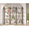 Libreria a parete design moderno metallo scaffali legno 220x34x180cm Batuan Sconti
