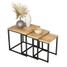 Set 3 tavolini da salotto stile industriale legno metallo nero Leron Vendita