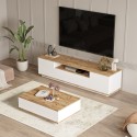 Set mobile TV 3 ante + tavolino basso bianco legno design moderno Award Saldi
