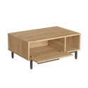 Tavolino salotto 90x60cm in legno anta contenitore effetto rattan Micheau Sconti