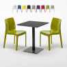 Tavolino Quadrato Nero 60x60 cm con 2 Sedie Colorate Ice Licorice Promozione