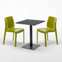 Tavolino Quadrato Nero 60x60 cm con 2 Sedie Colorate Ice Licorice Misure