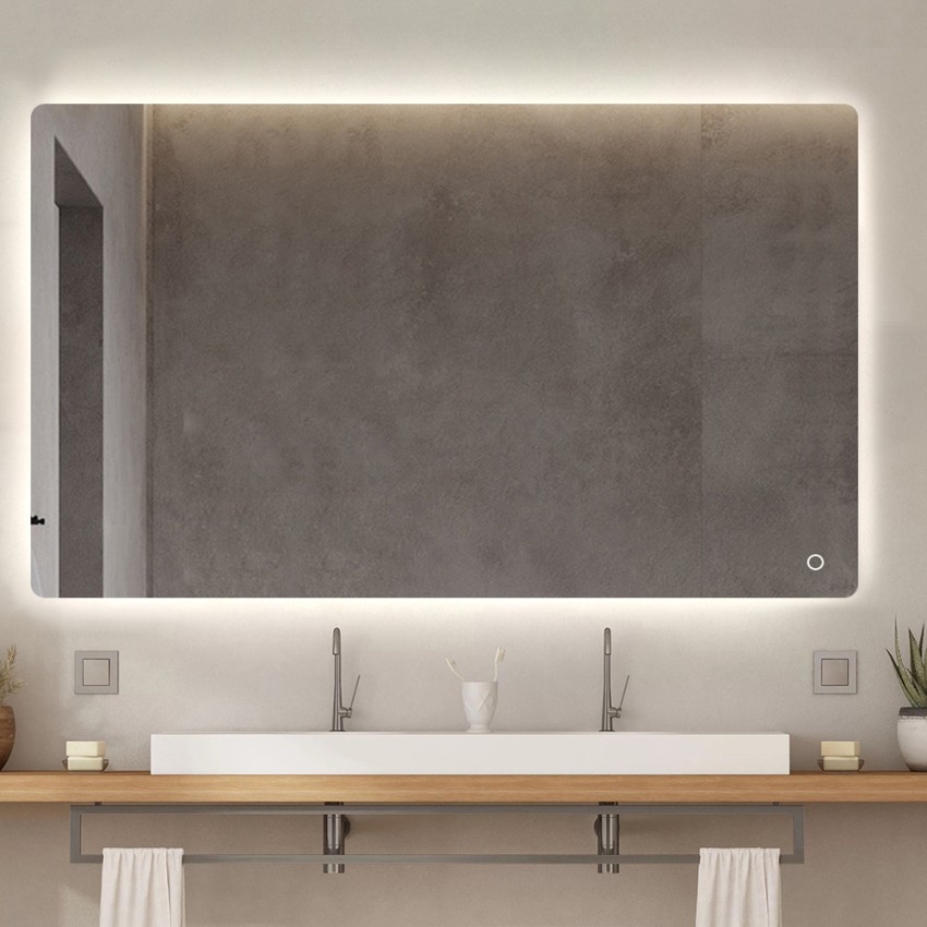 Specchio bagno 130x80cm design retroilluminato luci led Strokkur XXL Promozione