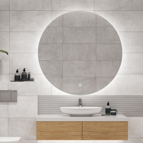 Specchio per bagno con luci led rotondo 80cm retroilluminato Rotorua XL Promozione