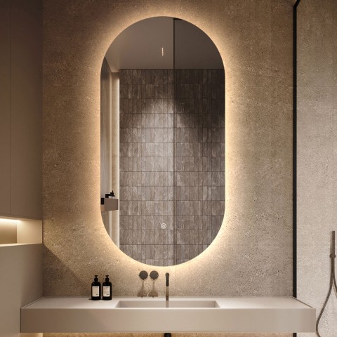 Specchio da bagno led ovale 50x100cm design retroilluminato Konughs L Promozione