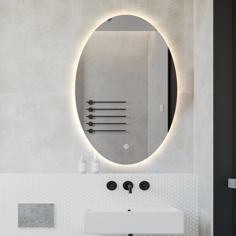 Specchio da bagno ovale moderno led 50x70cm retroilluminato Sodin M Promozione