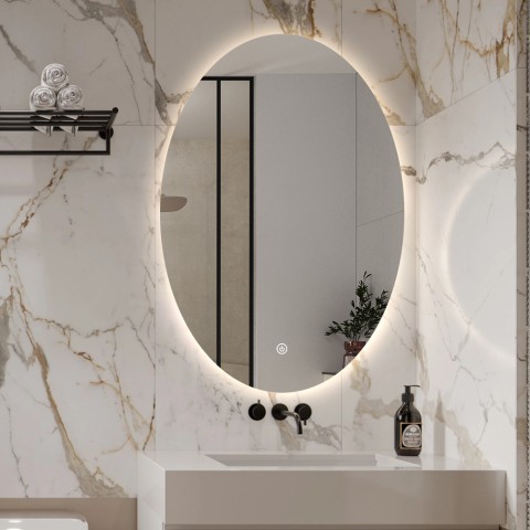 Specchio per bagno ovale 60x80cm con luci led retroilluminato Sodin L Promozione