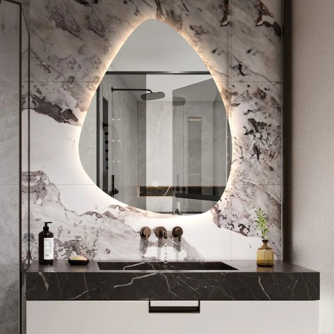 Specchio da bagno retroilluminato 60x80cm led design a goccia Vmidur L Promozione