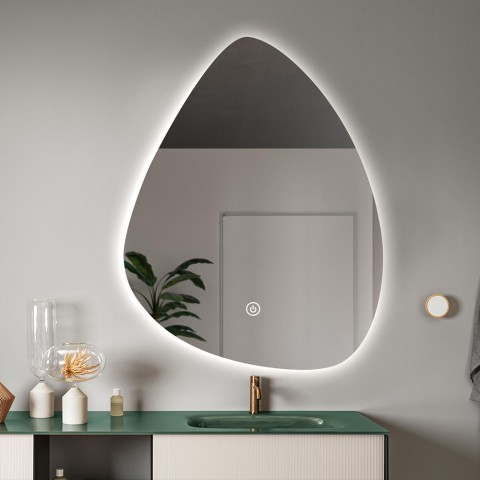 Specchio bagno retroilluminato led design a goccia 70x90cm Vmidur XL Promozione