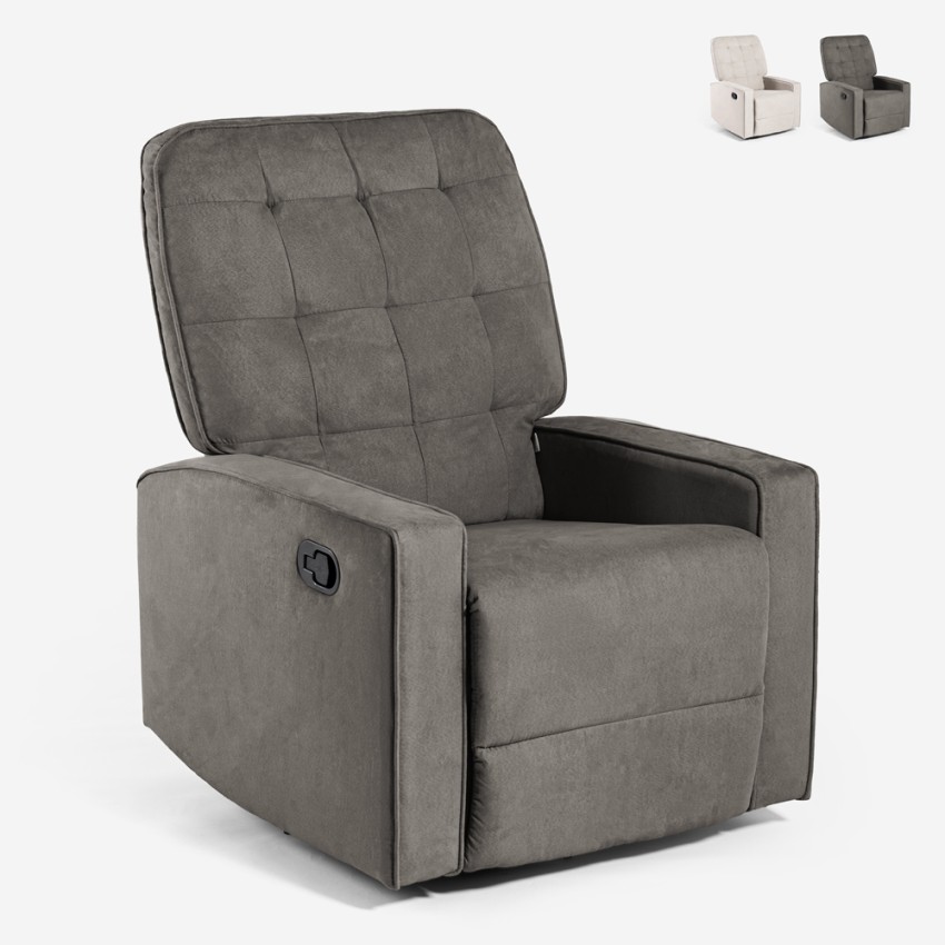 Poltrona relax dondolo reclinabile con rotazione 360 poggiapiedi Anita Stock