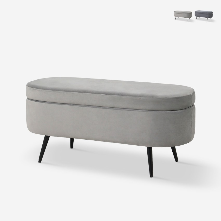 Pouf contenitore poggiapiedi in velluto panca ingresso design Renoir Vendita Pouf contenitore poggiapiedi in velluto panca ingresso design Renoir Vendita