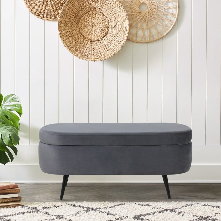  Renoir: pouf contenitore poggiapiedi in velluto panca ingresso design 



