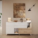 Madia cucina soggiorno 2 ante 2 cassetti legno bianco 181x42x94cm Kamie 