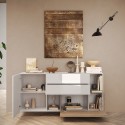 Madia cucina soggiorno 2 ante 2 cassetti legno bianco 181x42x94cm Kamie 