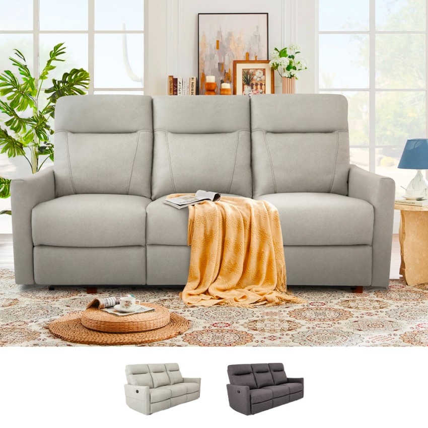 Divano 3 posti relax reclinabile manuale similpelle moderno grigio Kiros Vendita Divano 3 posti relax reclinabile manuale similpelle moderno grigio Kiros Vendita