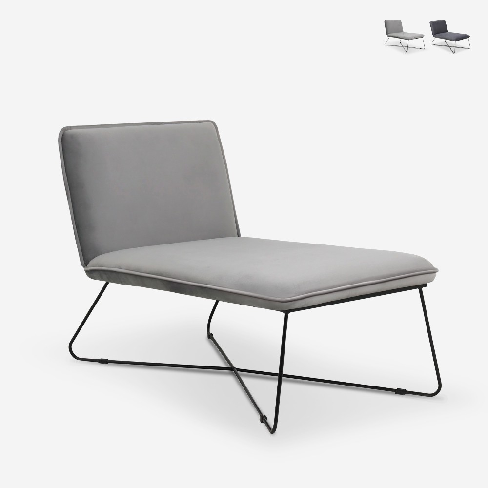 Poltrona chaise lounge design moderno minimalista in velluto Dumas