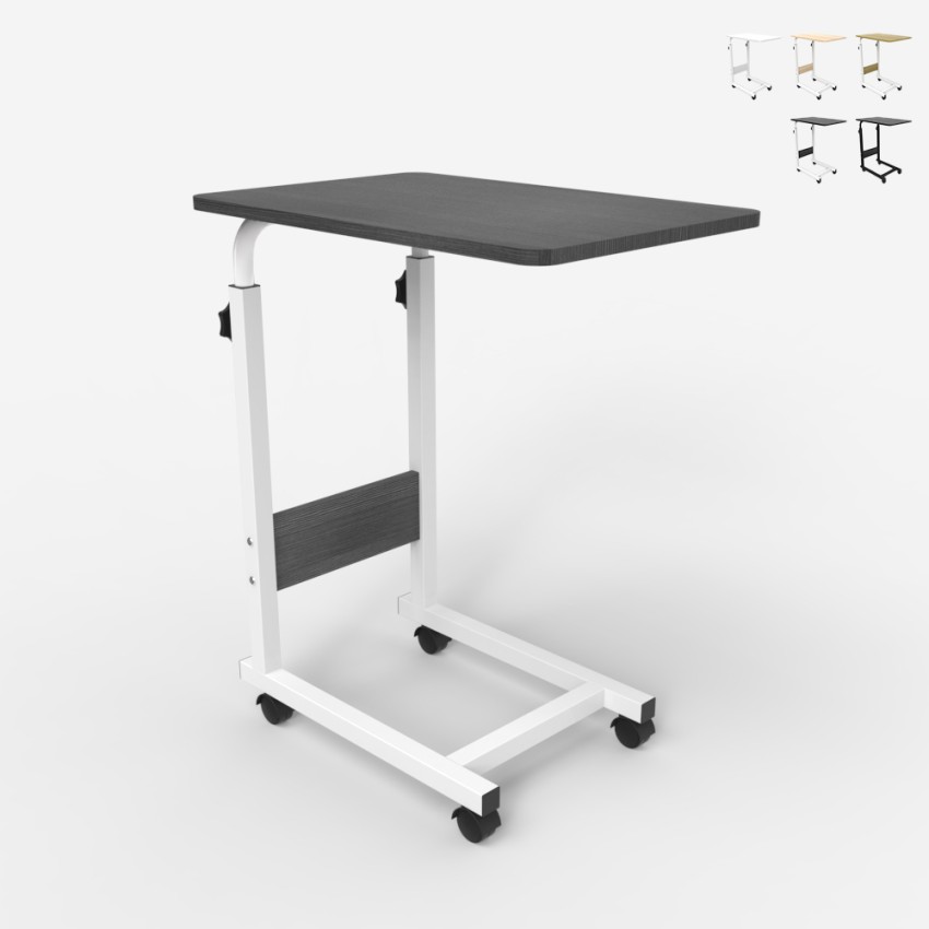 Tavolino da divano letto 40x60cm altezza regolabile 4 ruote Endy Offerta