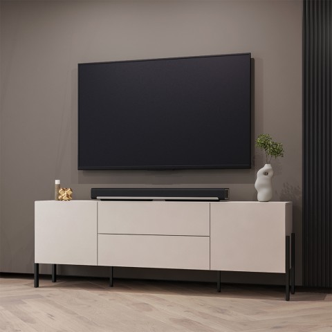 Mobile TV  2 ante 2 cassetti stile minimal design moderno beige Kaylus Promozione