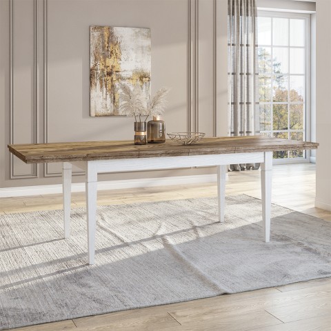 Tavolo pranzo allungabile 90x160-240 legno rovere bianco classico Guilhem Promozione