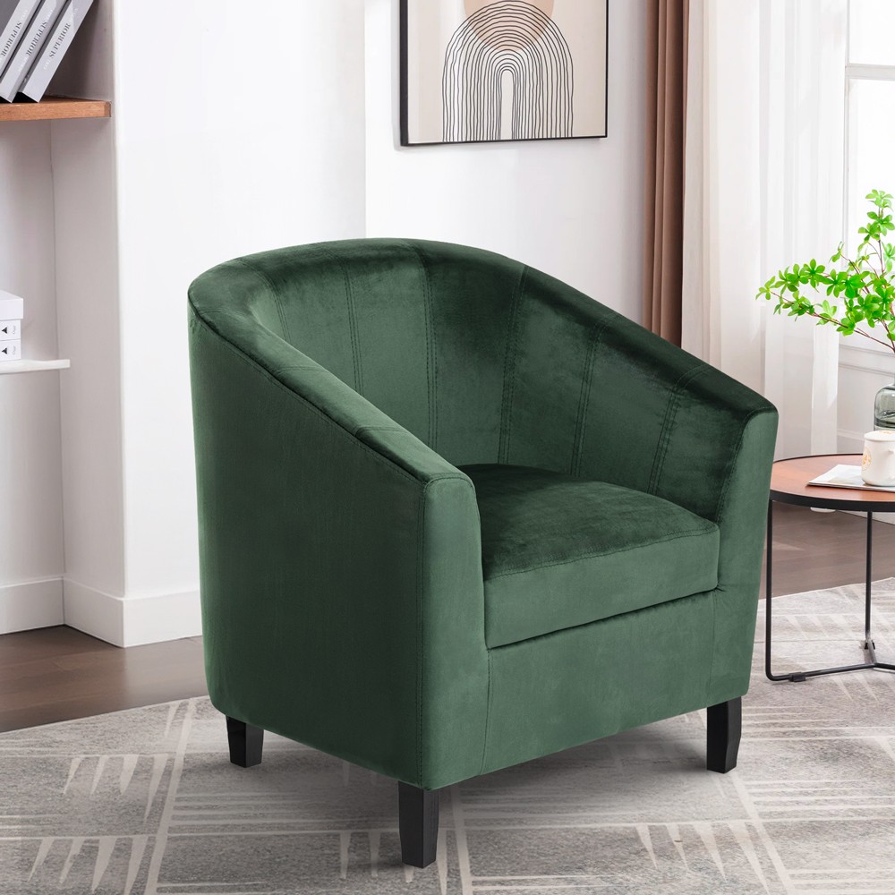 Poltrona a pozzetto classica soggiorno tessuto velluto verde Cookie Lux