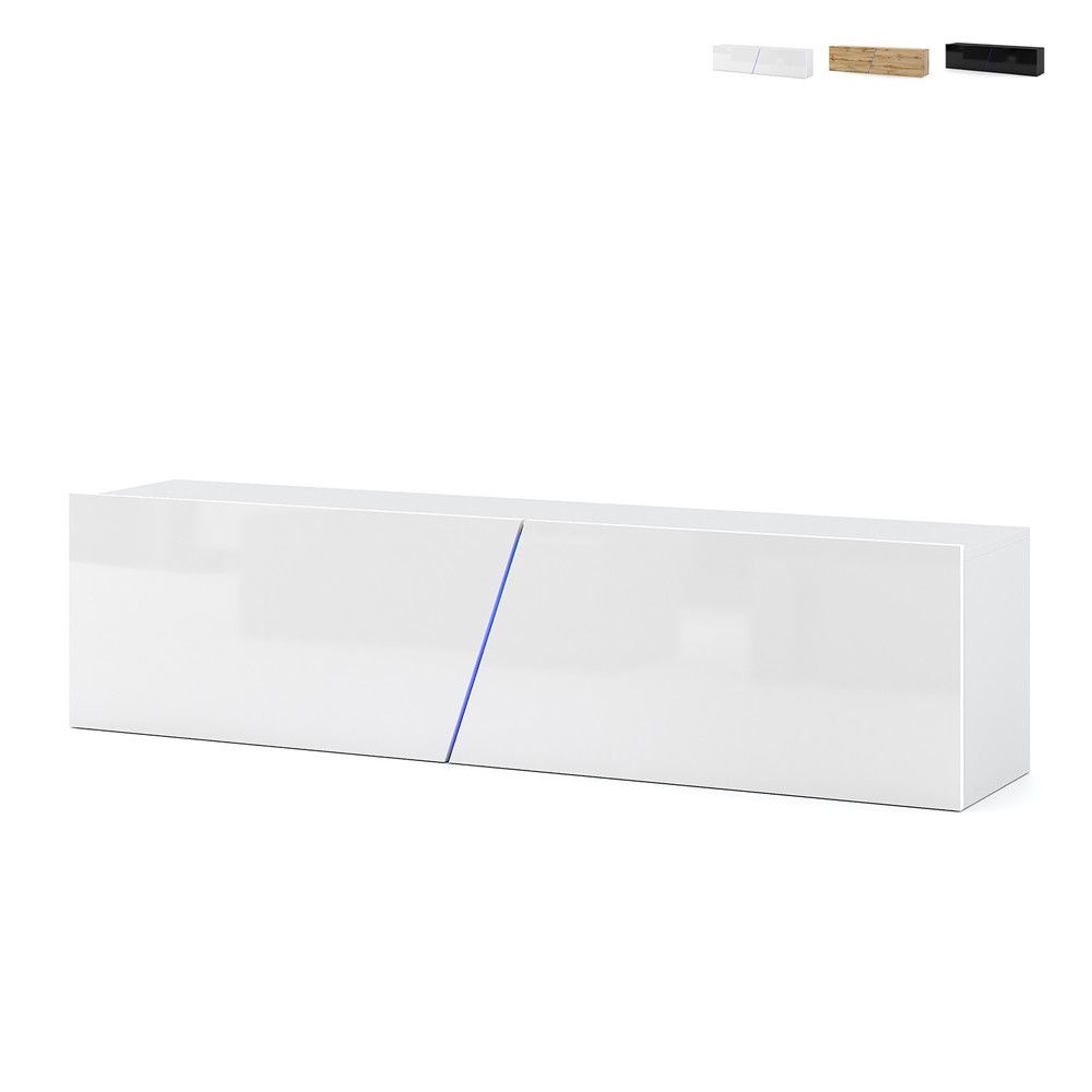 Mobile TV a parete sospeso 160cm design minimal moderno luce LED Regat