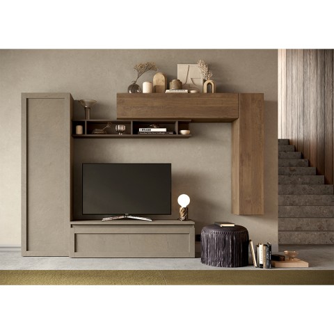 Parete attrezzata porta tv moderna in legno mobili sospesi Infinity 08 Promozione