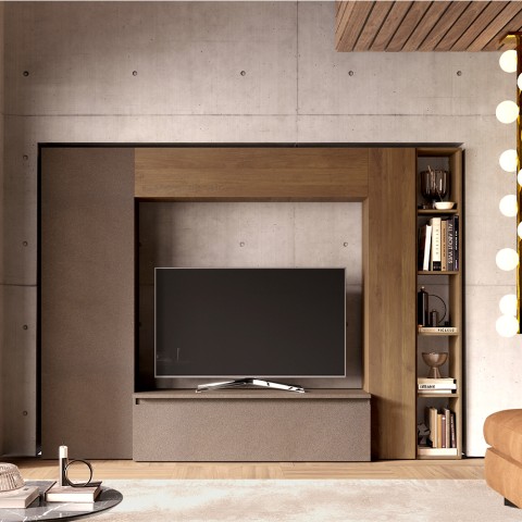 Parete attrezzata soggiorno con libreria porta tv moderna Infinity 09 Promozione