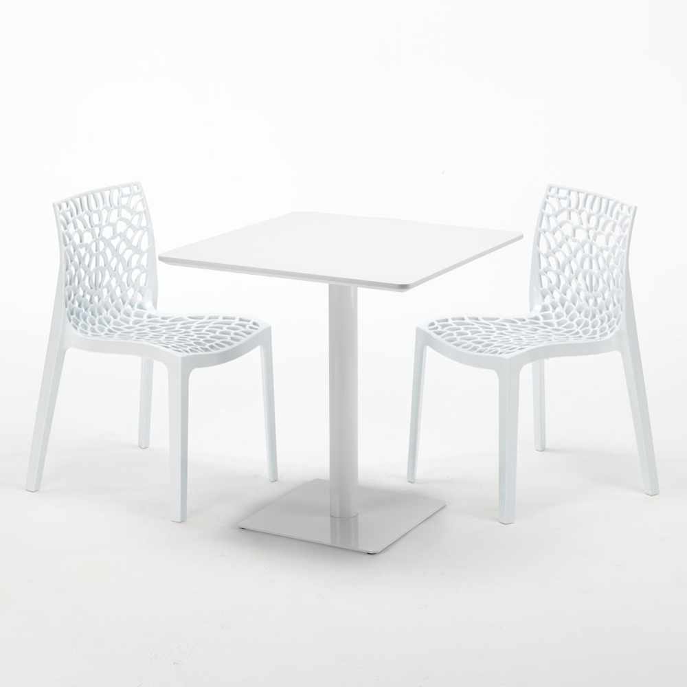 Table avec colorées blanche 2 sur chaises GRUVYER MERINGUE Détails carrée 70x70 n0wOkPN8XZ