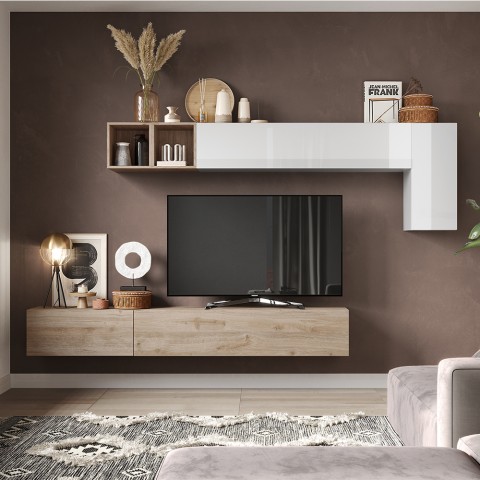 Parete attrezzata sospesa porta tv in legno design moderno Infinity 41 Promozione