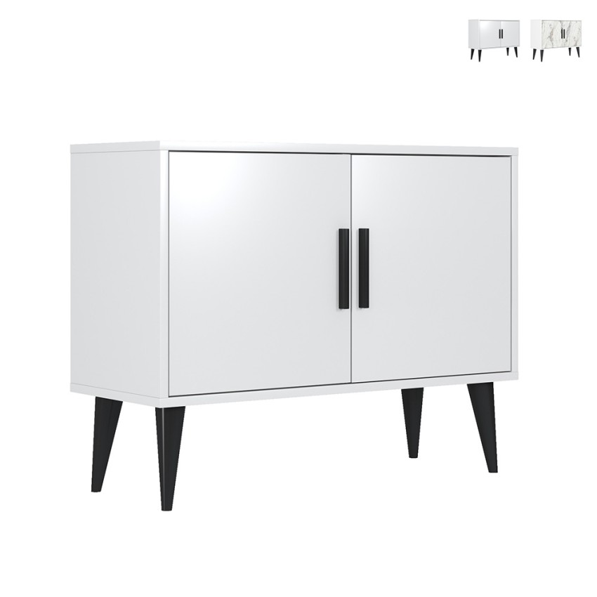 Credenza madia soggiorno bianca moderna 2 ante mobile ingresso Corduiso Promozione