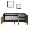 Credenza soggiorno moderna 150 cm nera ante in legno 2 specchi Fleury Saldi