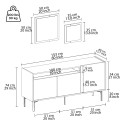 Credenza soggiorno moderna 150 cm nera ante in legno 2 specchi Fleury Stock