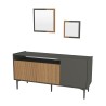 Credenza soggiorno moderna 150 cm nera ante in legno 2 specchi Fleury Vendita