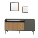 Credenza soggiorno moderna 150 cm nera ante in legno 2 specchi Fleury Offerta