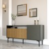 Credenza soggiorno moderna 150 cm nera ante in legno 2 specchi Fleury Sconti