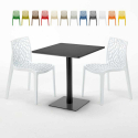 Tavolino Quadrato Nero 70x70 cm con 2 Sedie Colorate Gruvyer Kiwi Offerta