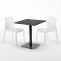 Tavolino Quadrato Nero 70x70 cm con 2 Sedie Colorate Gruvyer Kiwi 