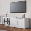 Mobile salotto porta TV 150 cm moderno bianco lucido nero 2 ante Hyeres Sconti