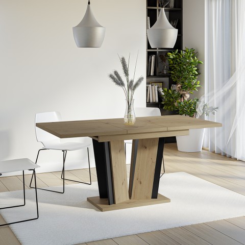 Tavolo in legno allungabile cucina 80x120-160cm rovere nero Doha 2 Promozione