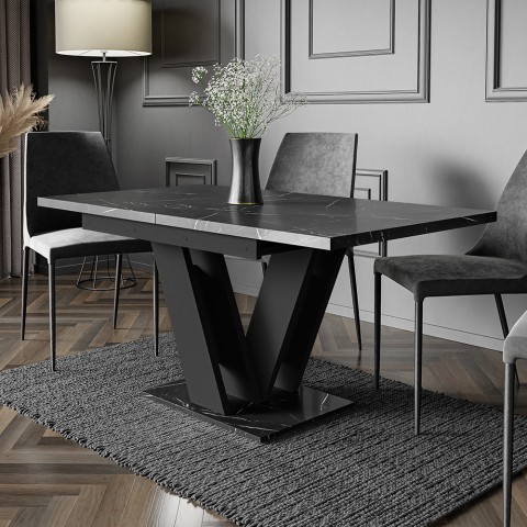 Tavolo cucina 80x120-160cm allungabile moderno nero effetto marmo Masiv Royal Promozione