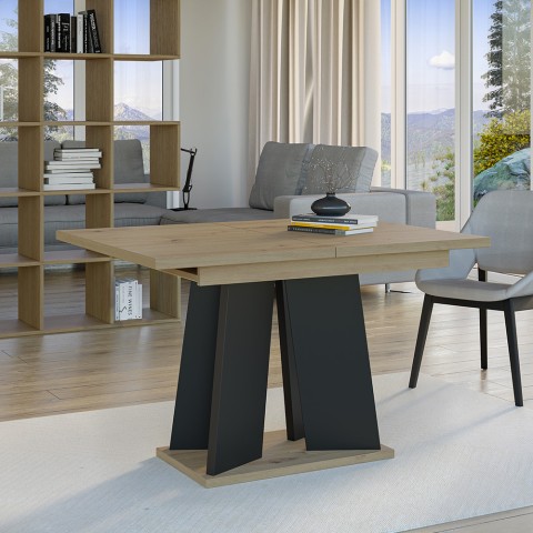 Tavolo cucina moderno allungabile 90x120-160cm in legno rovere nero Mufo Promozione
