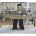 Tavolo cucina moderno allungabile 90x120-160cm in legno rovere nero Mufo Sconti