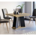 Tavolo cucina moderno allungabile 90x120-160cm in legno rovere nero Mufo Stock