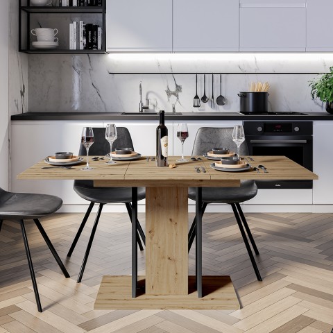 Tavolo da pranzo allungabile salvaspazio 60x100-140cm rovere nero Wood Mini Promozione